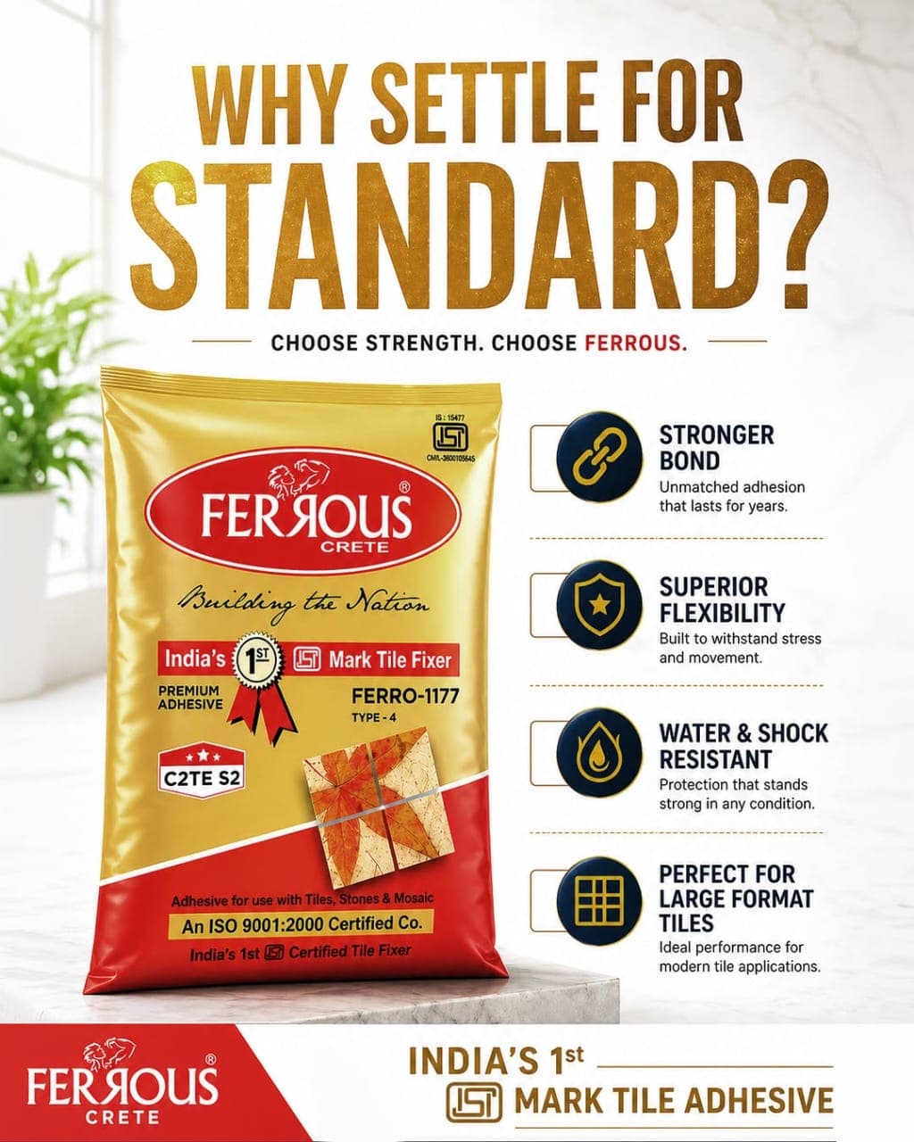 Ferrous Crete tile adhesive product benefits