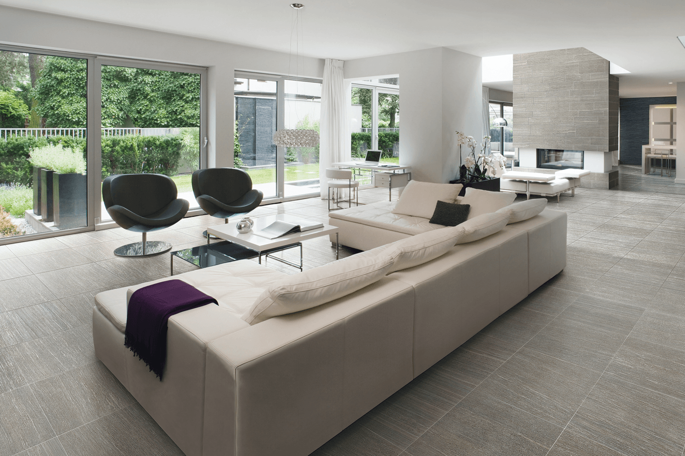 Floor and wall tile samples in multiple colours and finishes