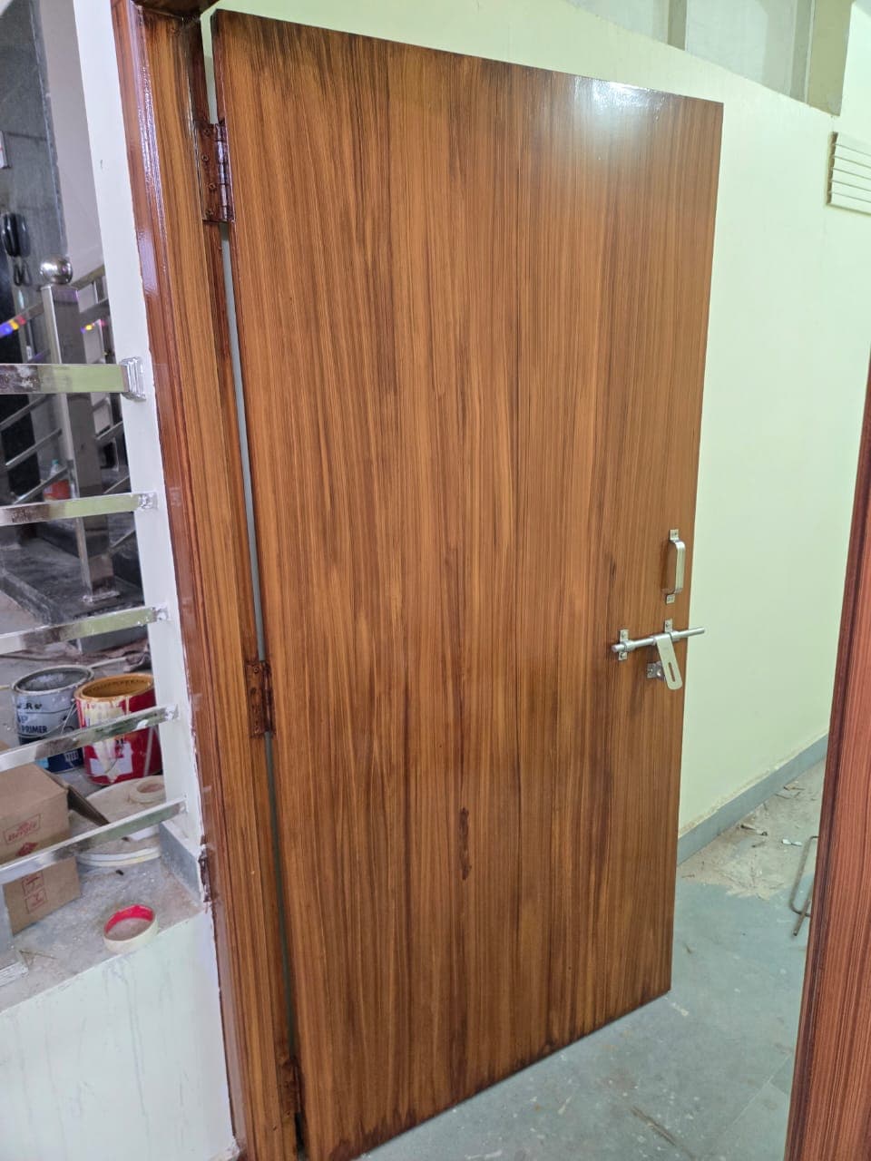Decorative wood-finish door supplied for a client project