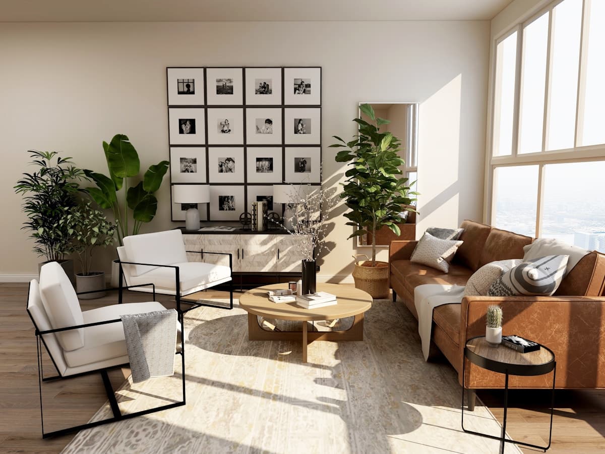 Premium living room interior material palette