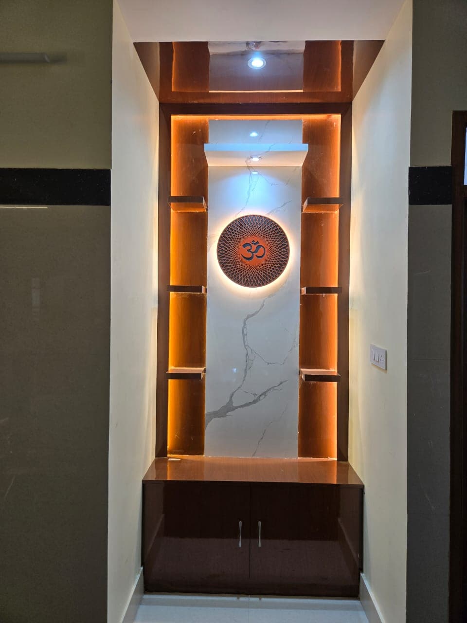 Decorative illuminated wall unit completed for a client