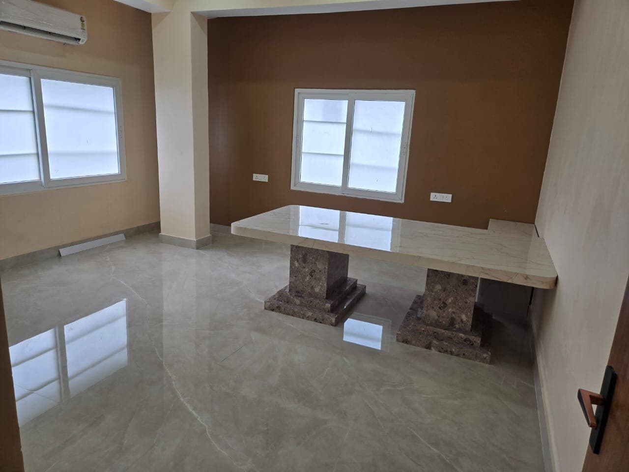 Custom television console and interior flooring