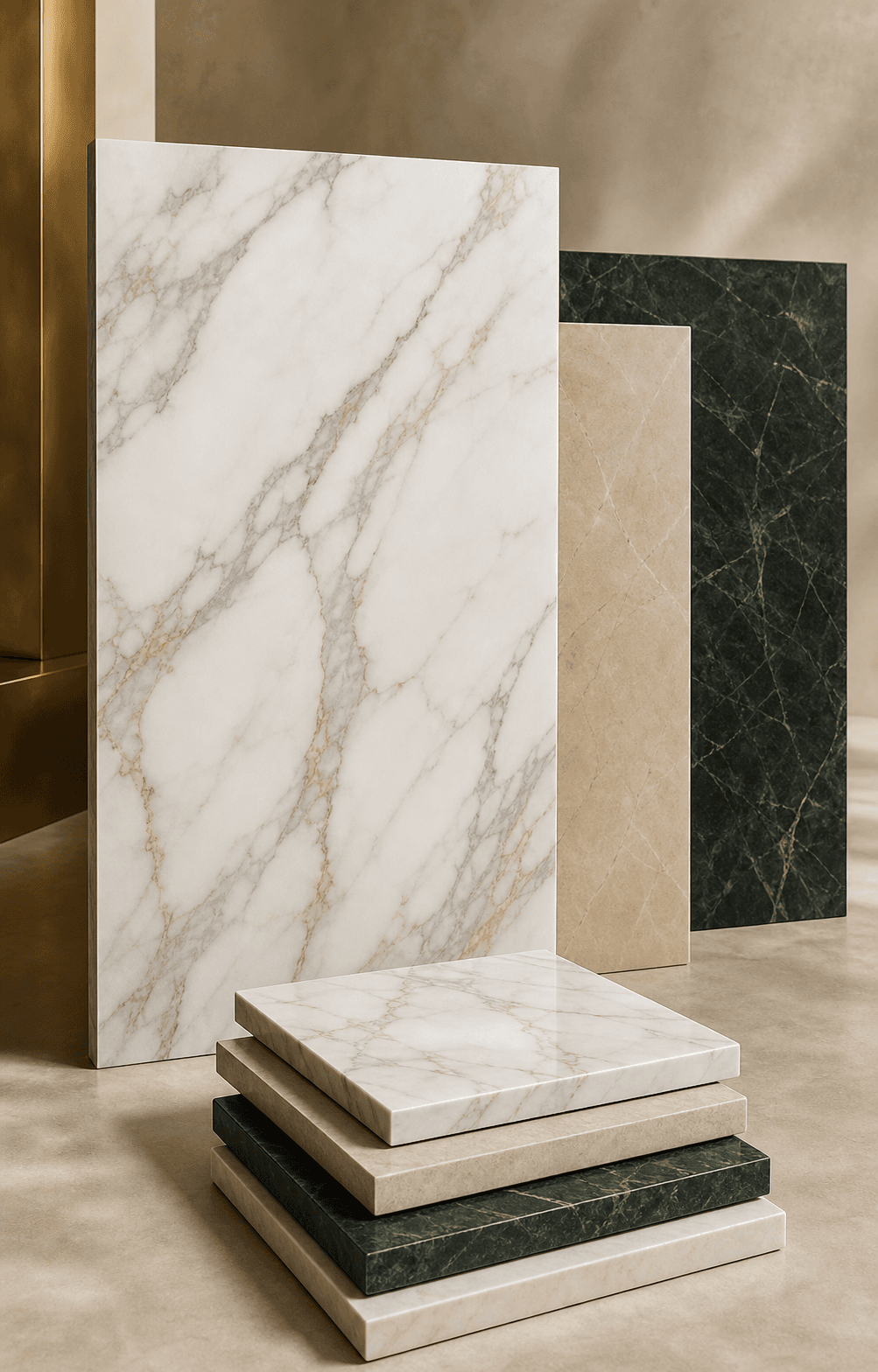 Floor and wall tile samples from the Aravali Marbles collection